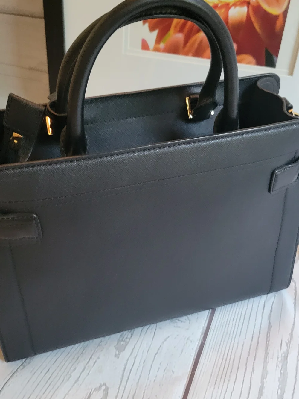 MICHAEL KORS Rayne  Medium Saffiano Leather Tote in Black